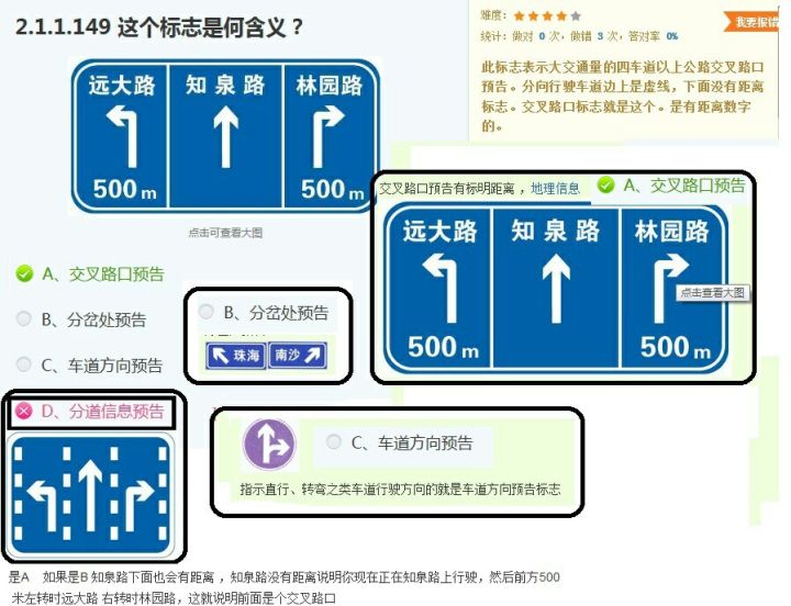 车道方向预告是交叉路口虚线标明各车道该行驶的方向,没有文字数字