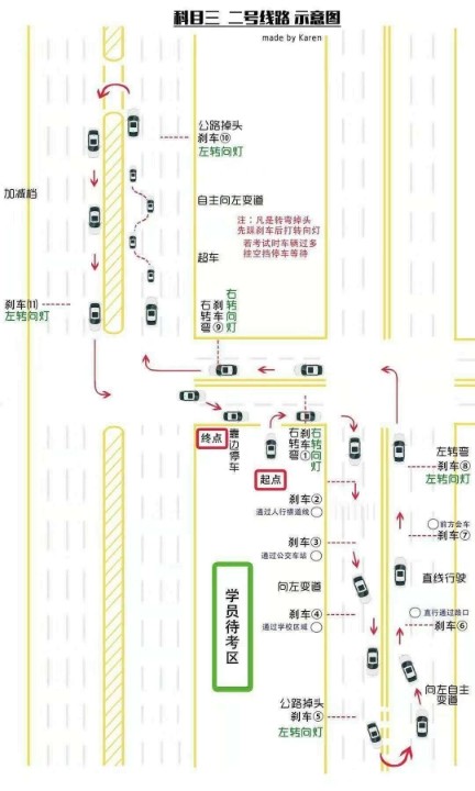 求科目三考试路线图