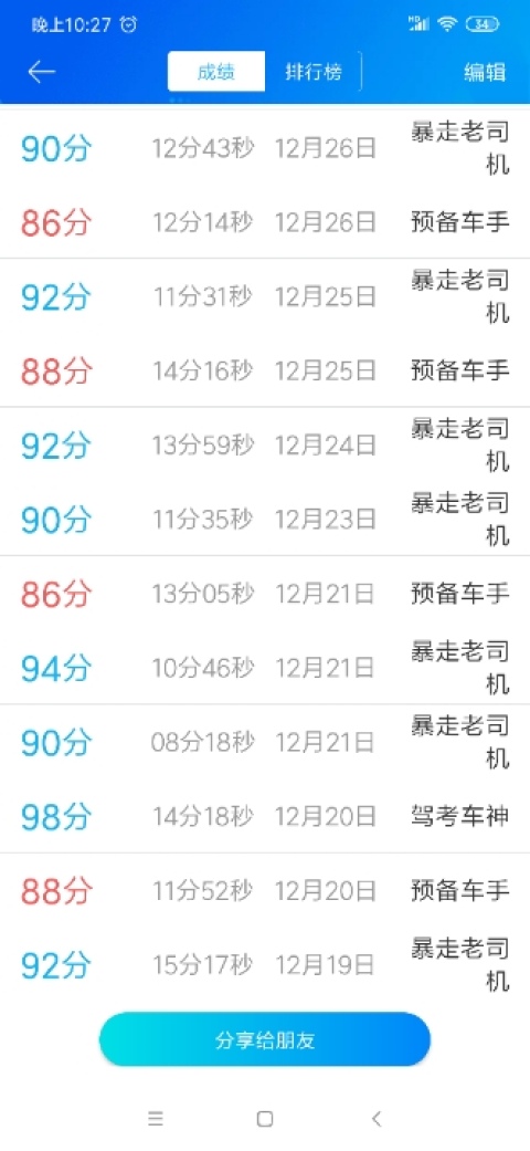12月27号科目四希望一把过0505